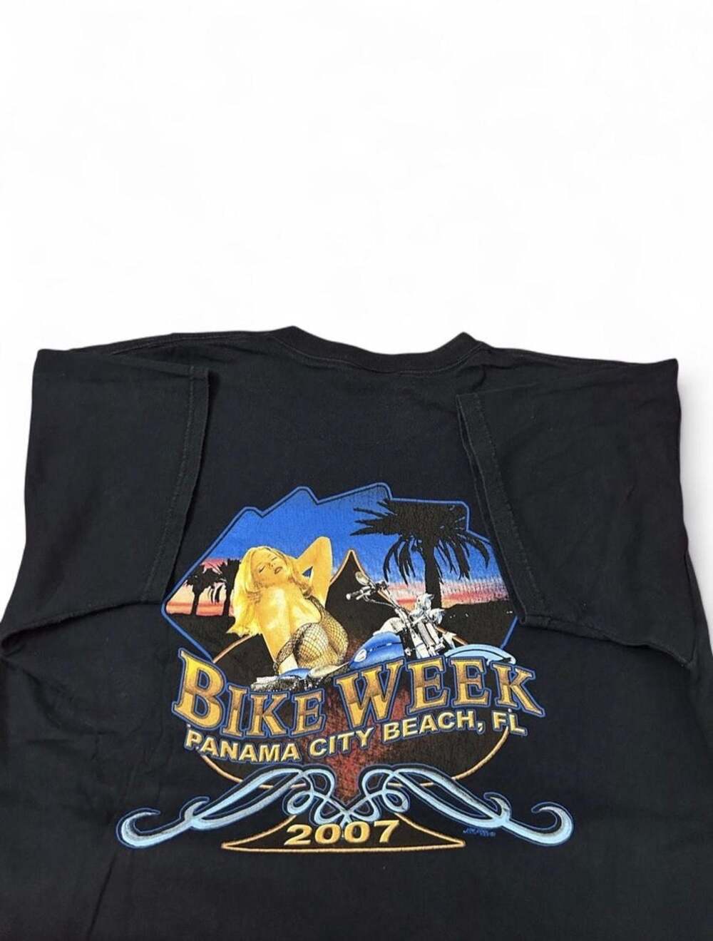 Vintage 2007 Nud3 Pinup Panama City Beach Bike Week Biker T-Shirt